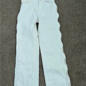 Zara Women's White Flare Jeans with Side Cutouts